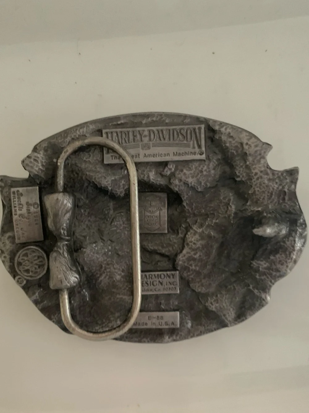 Harley-Davidson Roses and Eagles USA Belt Buckle Pewter Vintage 1980’s